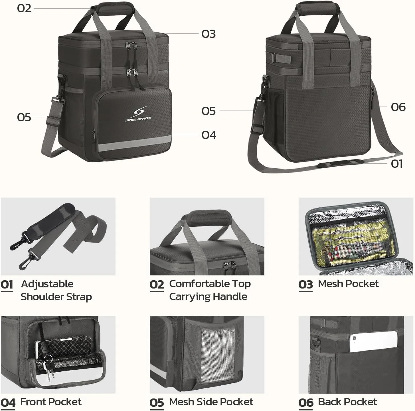 Maelstrom Lunch Box for Men,Insulated Lunch Bag Women/Men,Leakproof Lunch Cooler Bag, Lunch Tote Bag