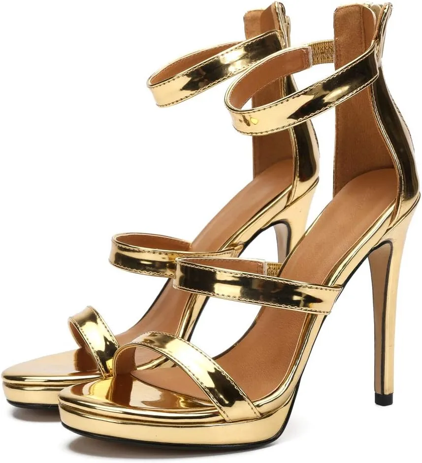 MAIERNISI JESSI Unisex Men's Women's Strappy Heels, Stiletto High Heel Dress Pump Sandals