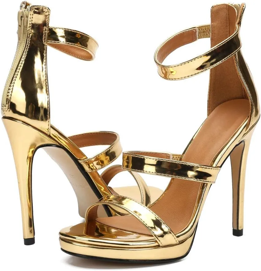 MAIERNISI JESSI Unisex Men's Women's Strappy Heels, Stiletto High Heel Dress Pump Sandals