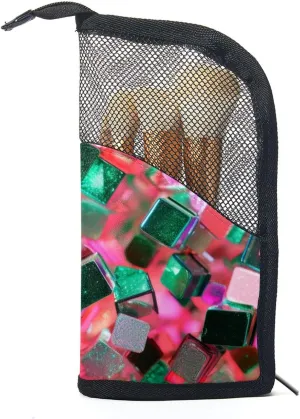 Makeup Bag Small,Makeup Travel Bag,Colorful Hexagon Geometric Watercolor,Makeup Organizer Bag
