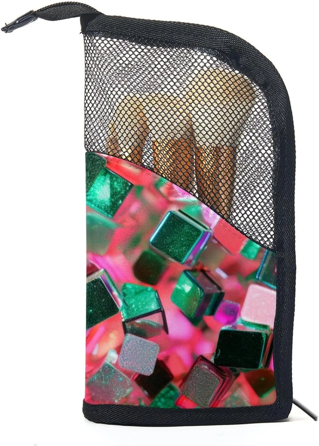 Makeup Bag Small,Makeup Travel Bag,Colorful Hexagon Geometric Watercolor,Makeup Organizer Bag