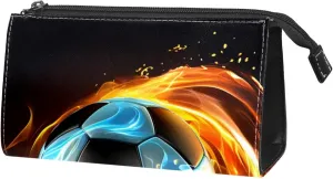 Makeup Bag Small,Makeup Travel Bag,Flaming Football,Makeup Organizer Bag