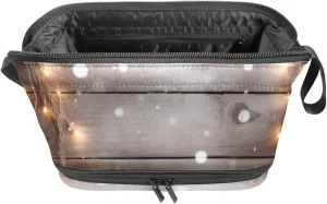 Makeup Bags for Women,Toiletry Bag for Men,Christmas Lights Decoration Wood Planks,Travel Cosmetic Bag