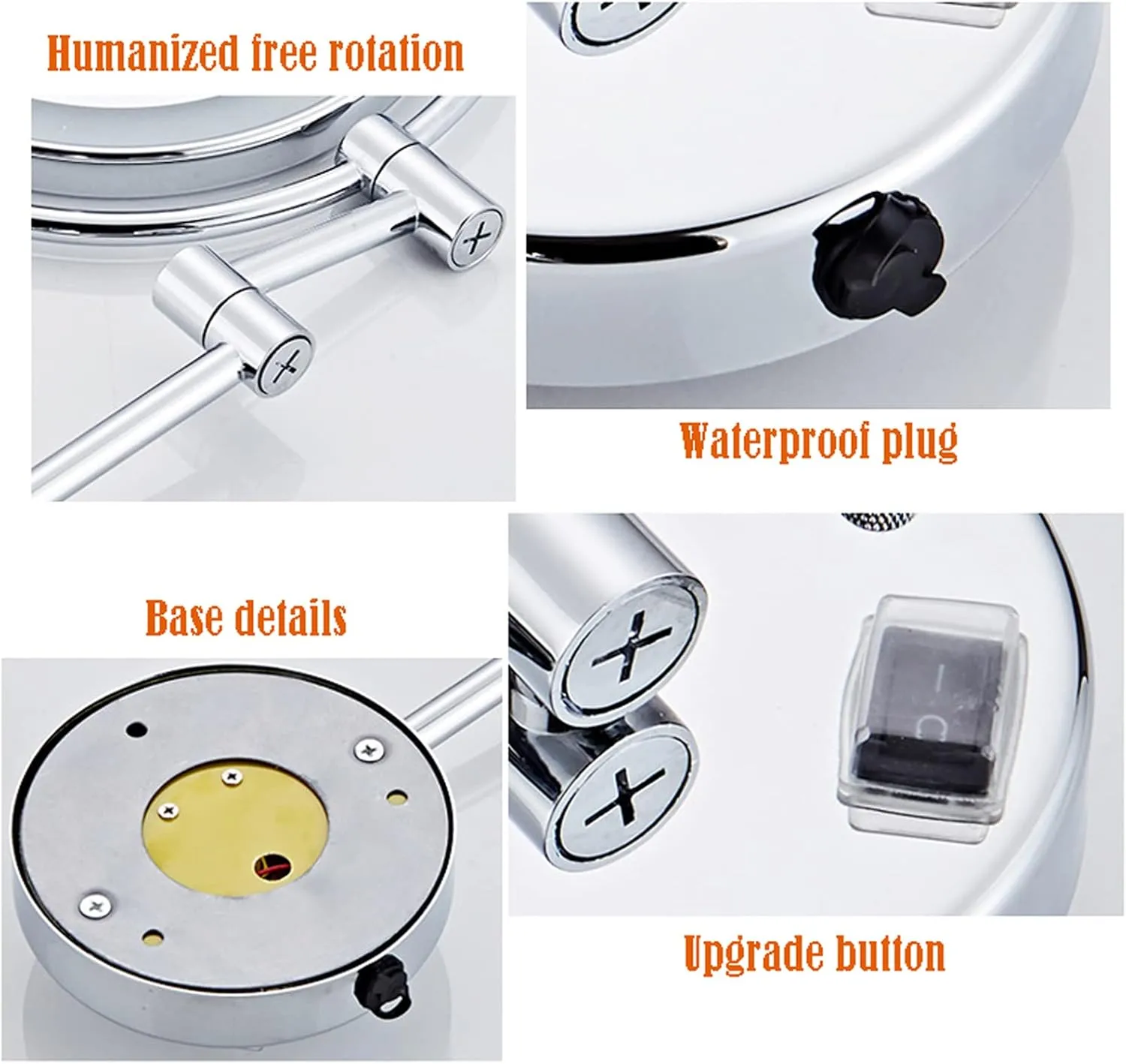 Makeup Mirror with Lights, Portable Vanity Mirror 10 X Magnification, Cosmetic Mirror Wall Mounted, 360 Degree Rotation Rechargeable, for Bathroom Hotel Spa