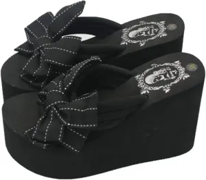Mamilove Womens Chunky High Platform Wedge Flip-flops Sandals 6.5 Black