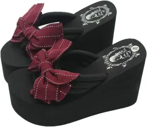 Mamilove Womens Chunky High Platform Wedge Flip-flops Sandals 7 Purple