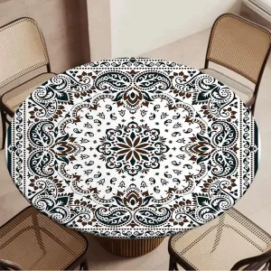 Mandala Round Tables Tablecloth Table Cloth Geometric Decor Printed Pattern Design Tablecloth Elastic Fitted Edge Table Cloth Round Table Cover Abstract Fit for 44"-47" Table