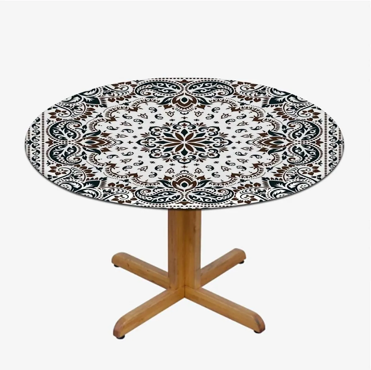 Mandala Round Tables Tablecloth Table Cloth Geometric Decor Printed Pattern Design Tablecloth Elastic Fitted Edge Table Cloth Round Table Cover Abstract Fit for 44"-47" Table