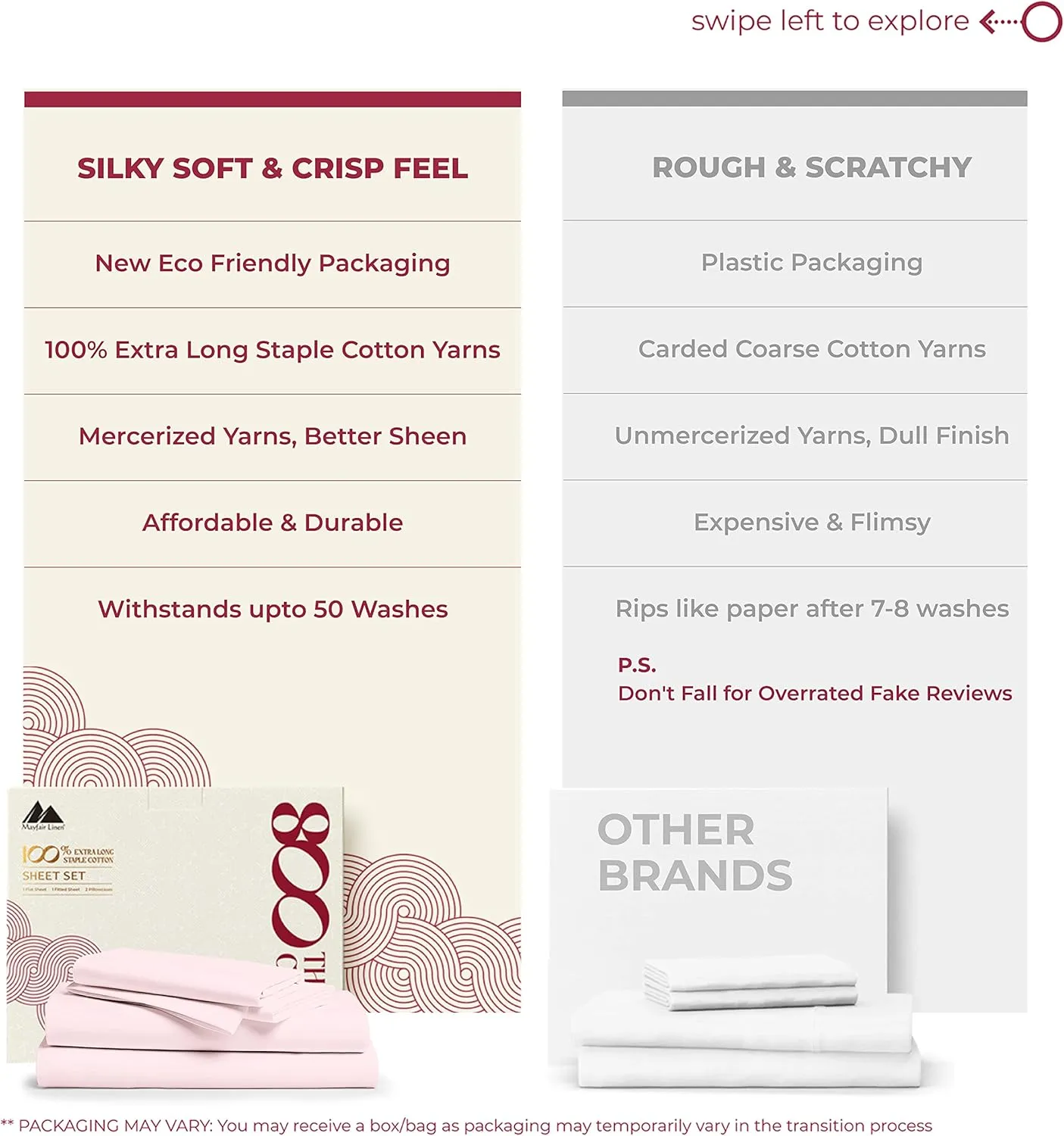 Mayfair Linen 800 Thread Count 100% Cotton Sheets - 4-Piece Hotel Style Luxury Long Staple Egyptian Quality Cotton Sheet Set, Fits Mattress Upto 16'' Deep Pocket (California King Size, Blush)
