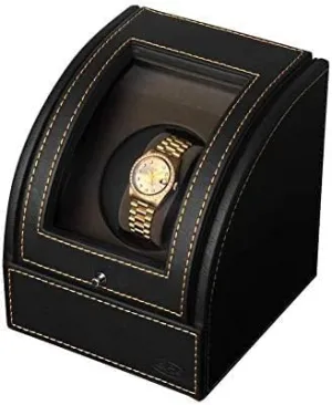 Mechanical Watch Shaker Round Single Automatic Watch Winder Box, Flip Cover Watch Storage Box, 1 Speed and 2 Mode, Japan Motor, Remote Remote Control