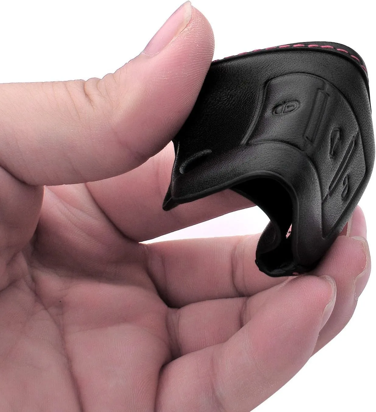 Men Women Genuine Leather Key Fob Cover For Volkswagen/For Skoda 3 Buttons Flip Car Remote Key Case Pouch with Key Ring Kit Keychain Holder Hook - Black
