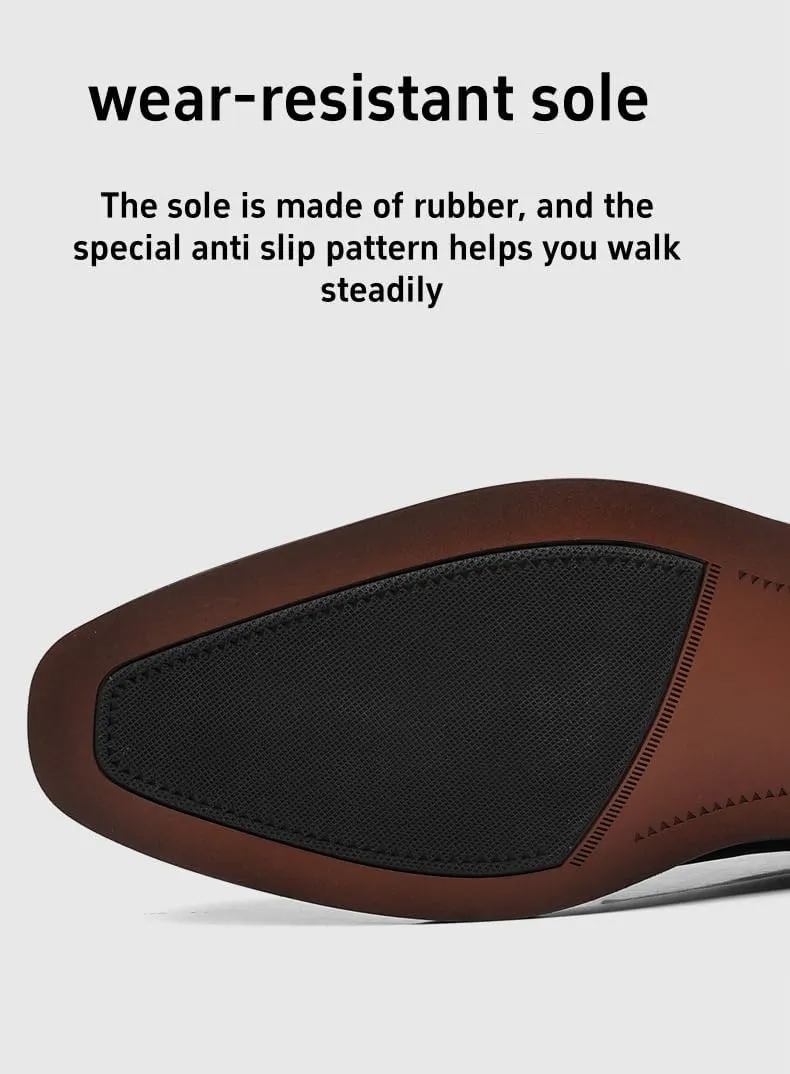 Mens Dress Shoes Oxford Shoes for Men Split Leather Comfortable Nonslip Formal Business Shoes