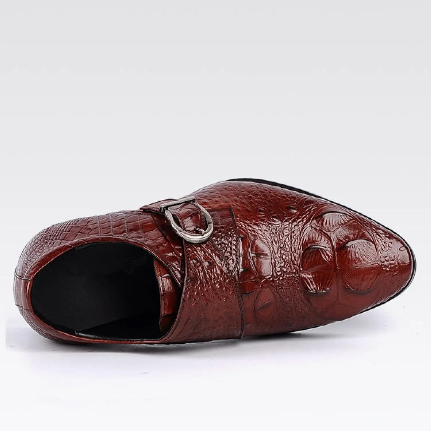 Mens Dress Shoes，Zapatos para Hombre De Vestir,Black Mens Dress Shoes,Men's Crocodile Print Oxford Shoes, Vintage Fashion Pointed-Toe Buckle Block Formal Leather Shoes