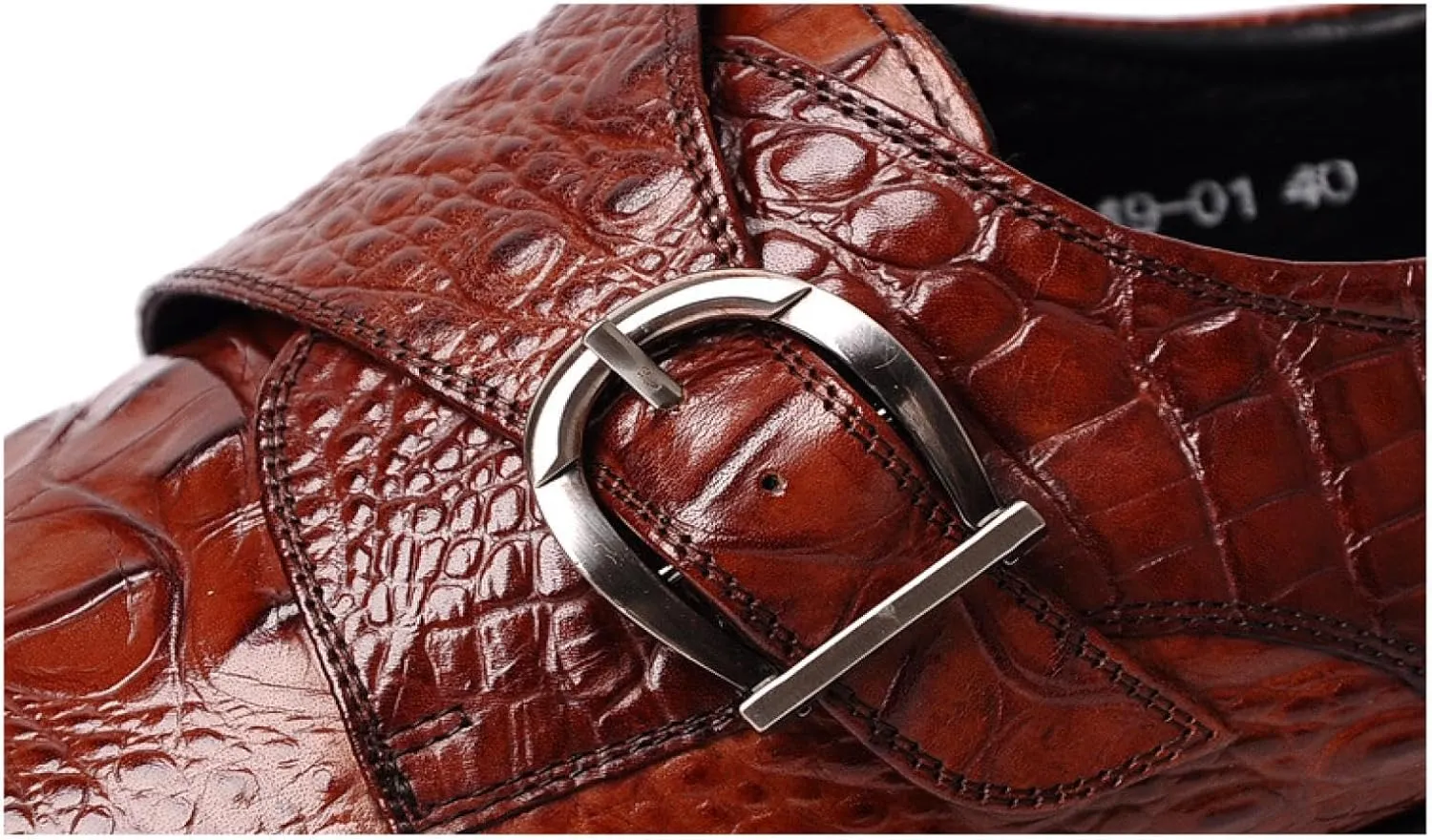 Mens Dress Shoes，Zapatos para Hombre De Vestir,Black Mens Dress Shoes,Men's Crocodile Print Oxford Shoes, Vintage Fashion Pointed-Toe Buckle Block Formal Leather Shoes