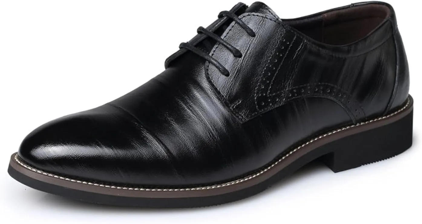 Men's Gradient Toe Dress Shoes Oxford Shoes Formal Pointed Lace Up Casual Business Suit Tuxedo Shoes for Men