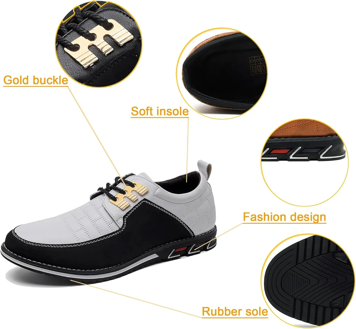 Men's Modern Oxford Leather Fashion Sneakers Walking Shoes Business Office Party Prom Dress Shoes Size 7-15
