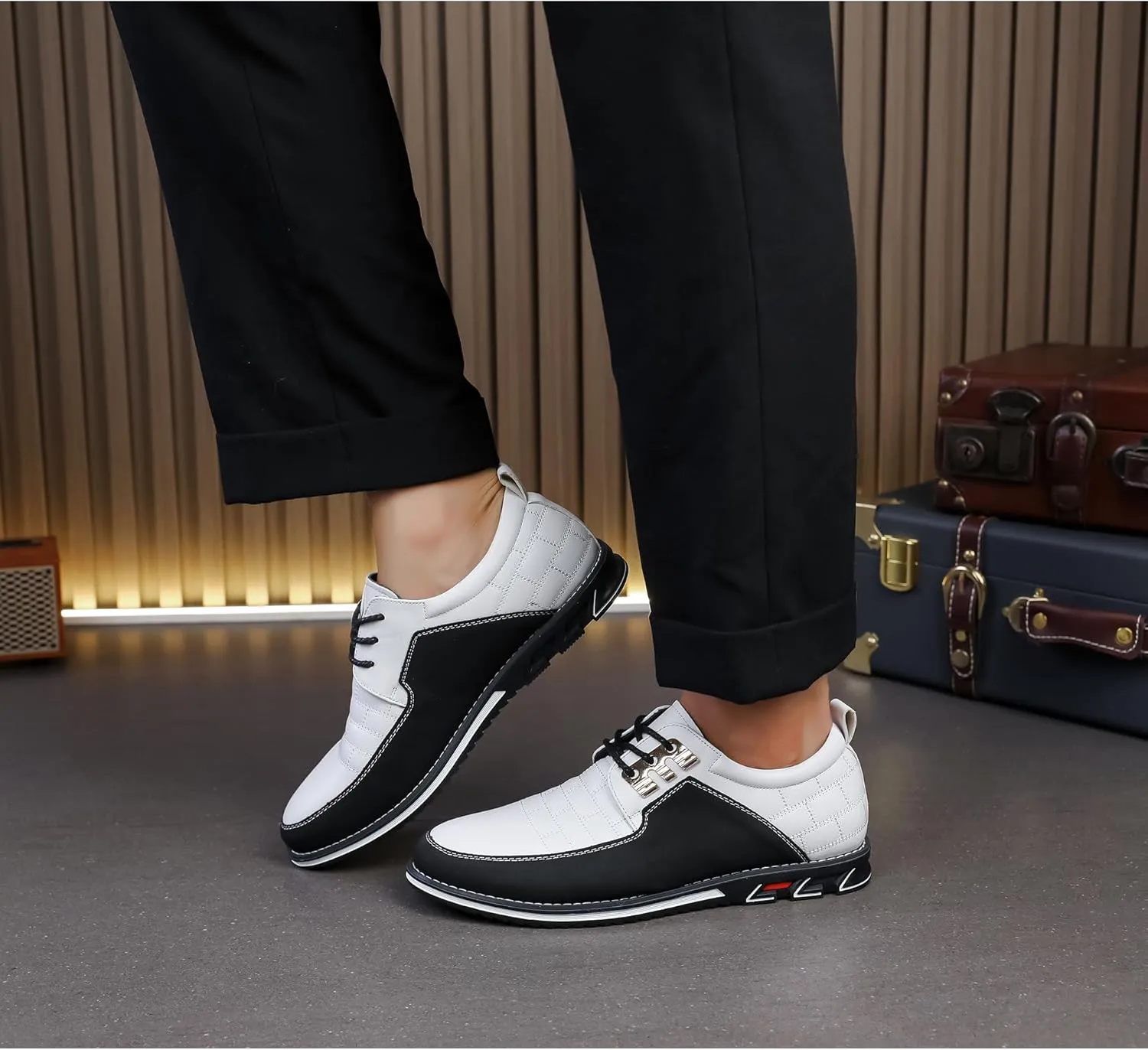Men's Modern Oxford Leather Fashion Sneakers Walking Shoes Business Office Party Prom Dress Shoes Size 7-15