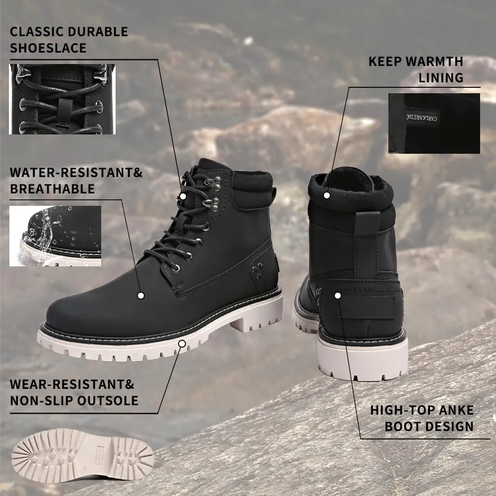 Mens Snow Boots Fur Lined Hiking Boots Waterproof Anti-Slip Outdoor Climbing Shoes