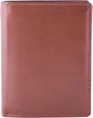 Mens Wallet RFID Blocking Genuine Full Grain Leather Bifold Wallet with Flip ID Coin and Secure Zip Compartment Extra Large (Bugatti Tan)