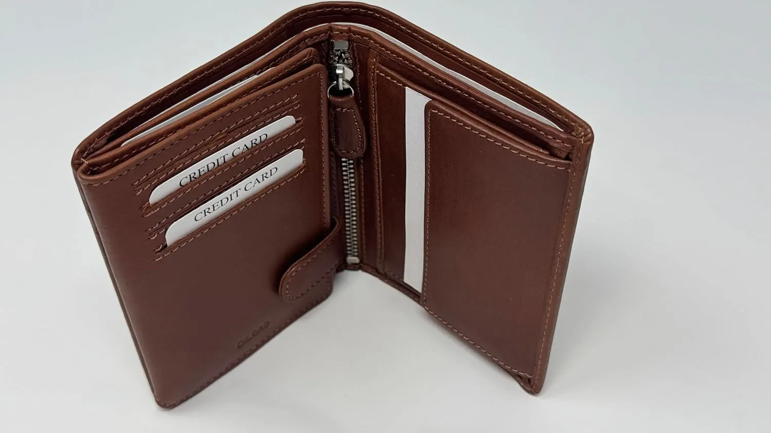 Mens Wallet RFID Blocking Genuine Full Grain Leather Bifold Wallet with Flip ID Coin and Secure Zip Compartment Extra Large (Bugatti Tan)