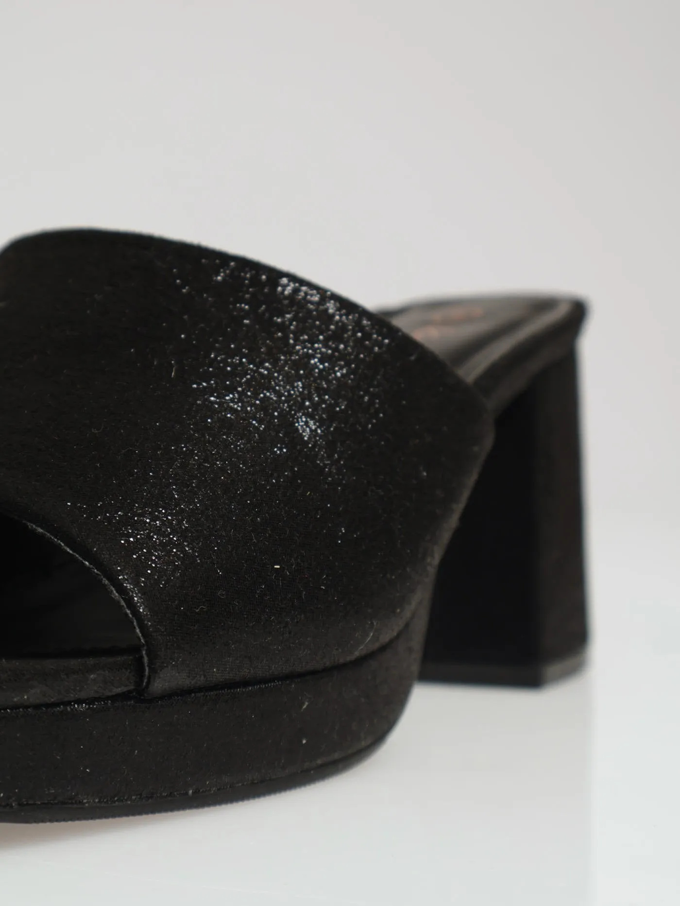 Metallic Platform Mule Heel - Black
