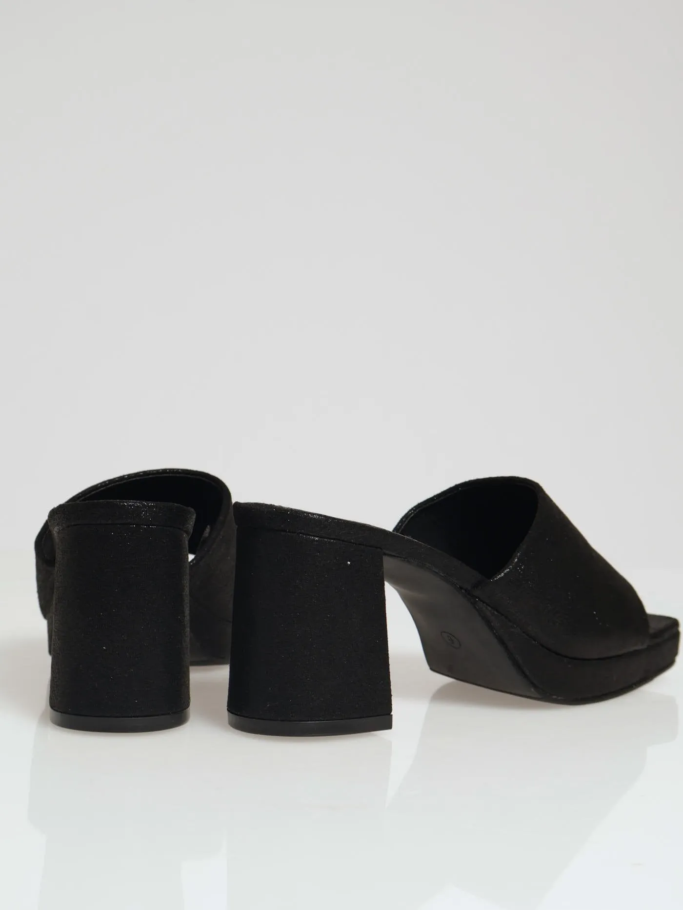 Metallic Platform Mule Heel - Black