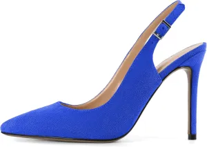 Mettesally Women's Slingback High Heels Pointed Toe Pumps Stiletto Heel Ankle Strap Party Office Dress Shoes