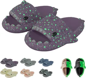 Miahhy Galaxy Shark Slides, Galaxy Shark Slides Glow in the Dark, Cloud Shark Slippers, Shark Flip Flops Non-slip Open Toe