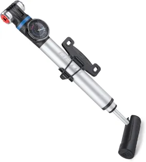 Mini Bike Pump with Gauge - Portable Frame Pump with EZ-Head Fits Schrader/Presta, Foldable T-Handle - Road Mountain MTB BMX Bike Pump (Style:B)