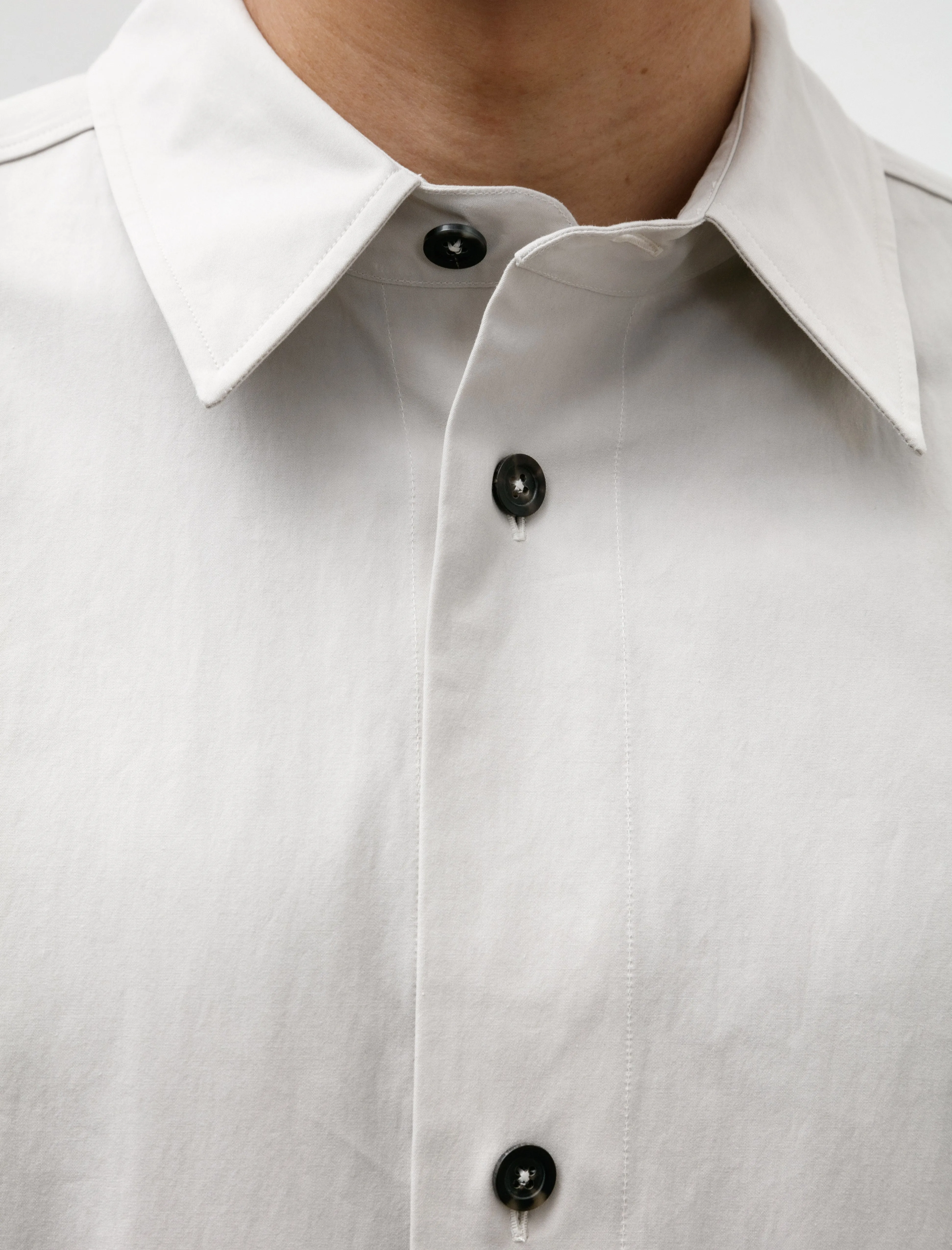 Minimal Boxy Overshirt Heavy Cotton Poplin Chalk
