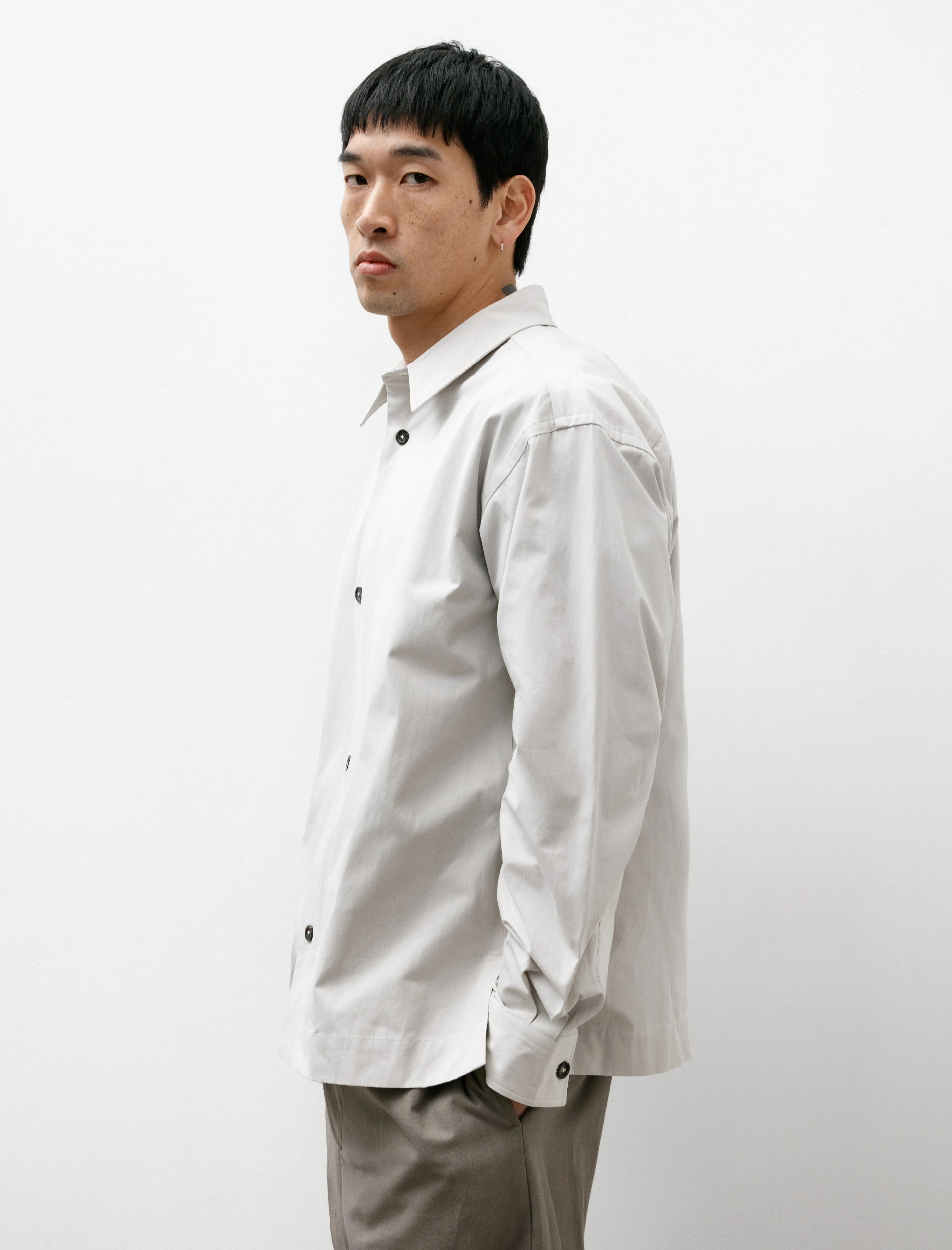 Minimal Boxy Overshirt Heavy Cotton Poplin Chalk