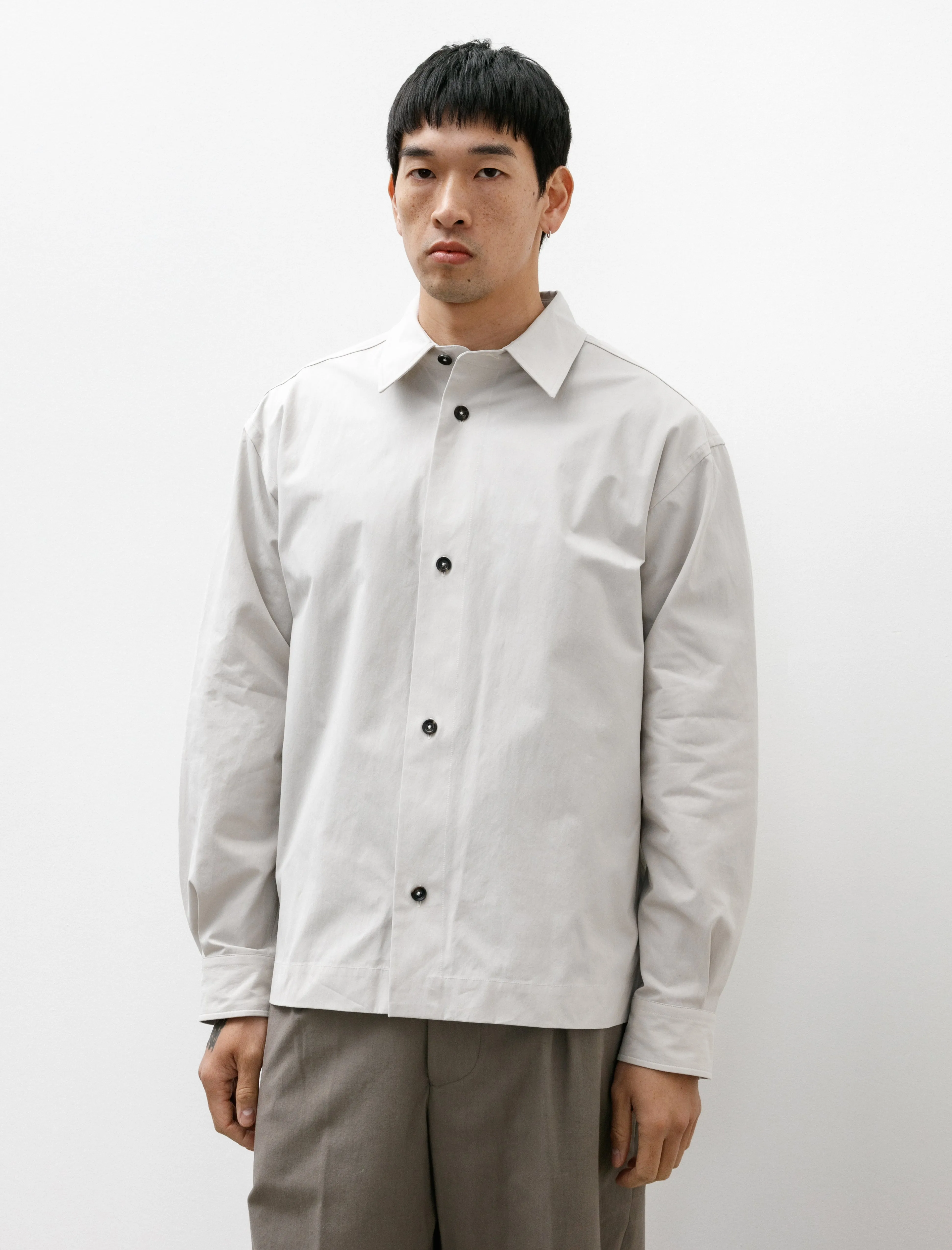 Minimal Boxy Overshirt Heavy Cotton Poplin Chalk