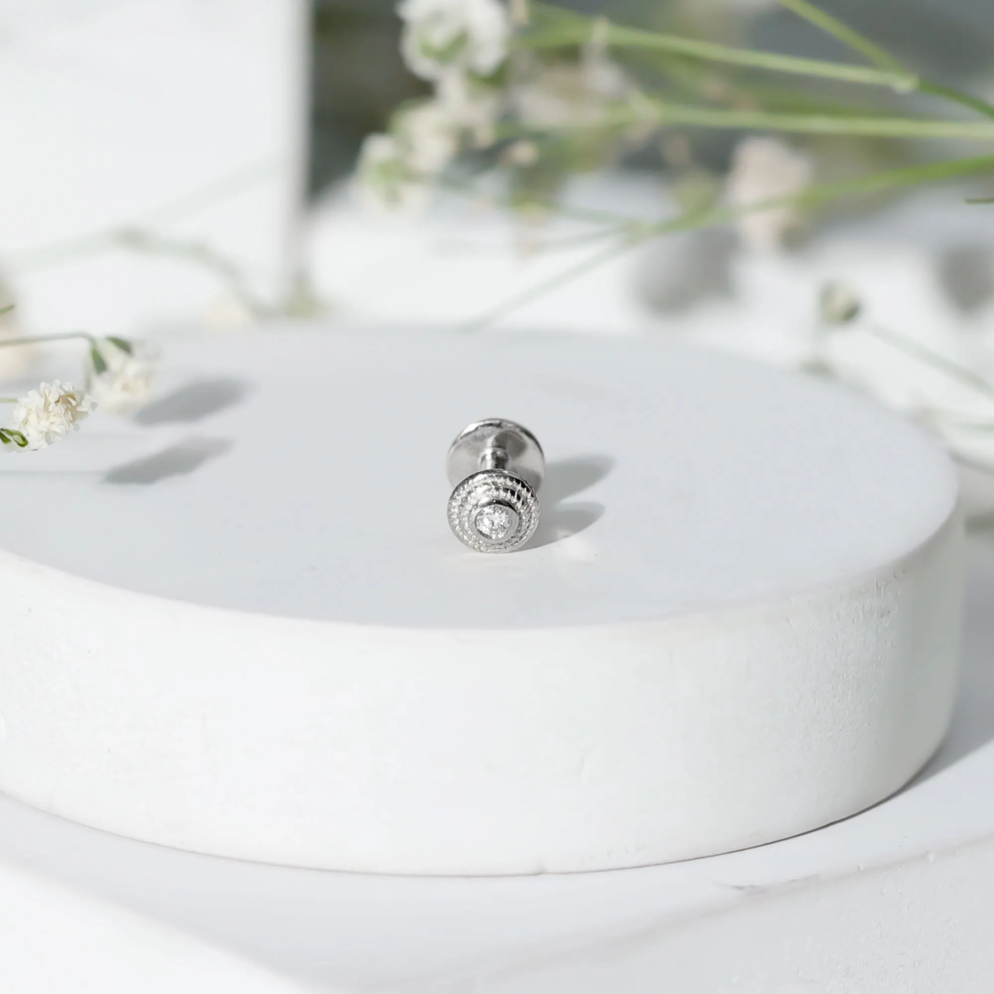 Minimal Diamond Conch Earring in Bezel Setting