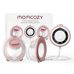 Momcozy Breast Pump Hospital-Grade, Hands-Free & Portable Wearable Pump with 3 Modes|15 Levels, Equipped with Leak-Proof DoubleFit Flange, Deep Pink