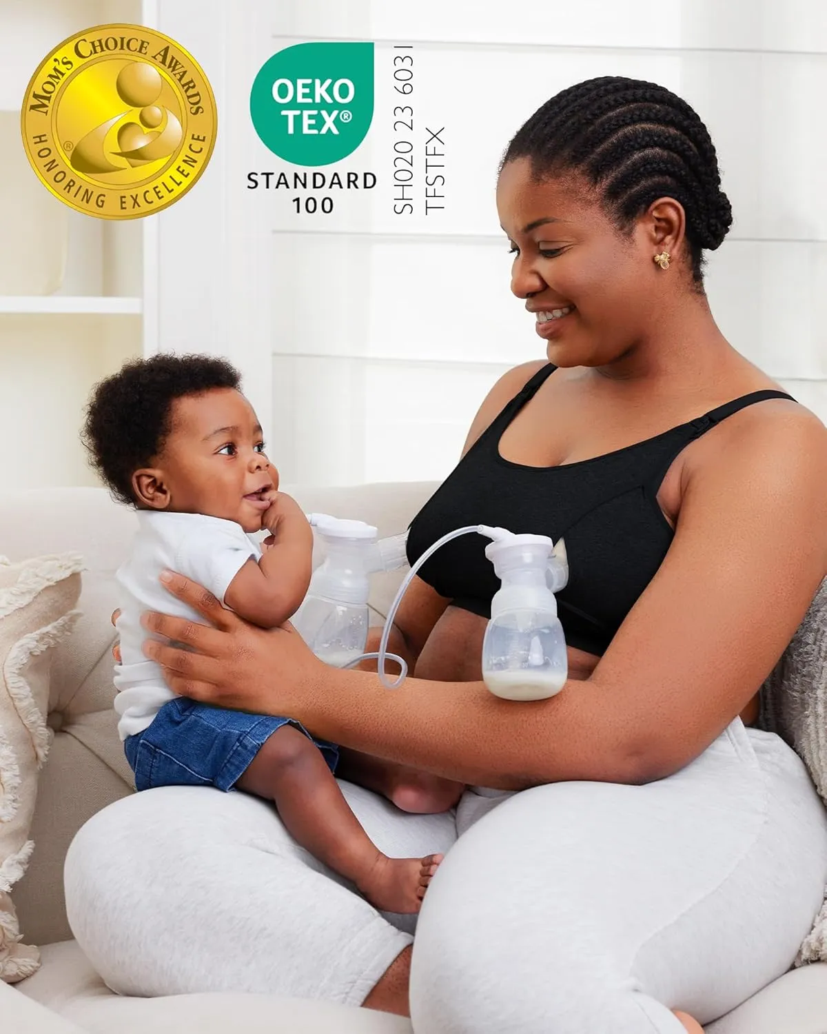 Momcozy Hands Free Pumping Bra, Adjustable Breast-Pumps Holding and Nursing Bra, Pumping & Nursing Bra in One