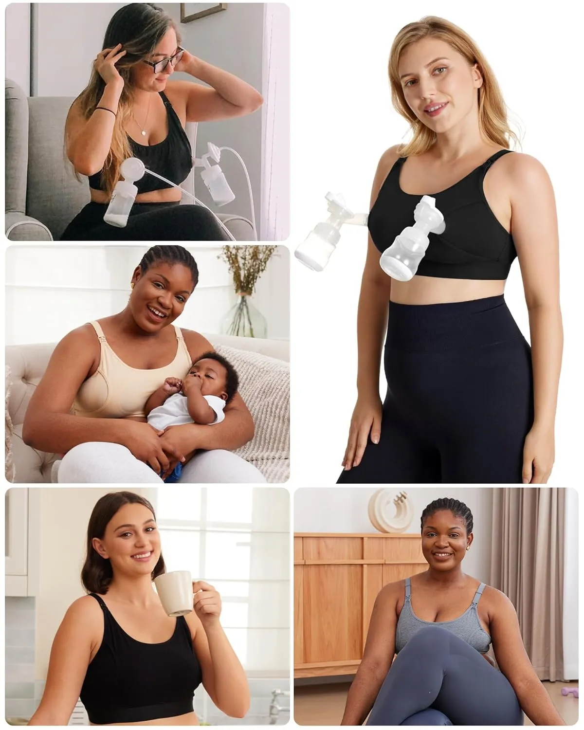 Momcozy Pumping Bra Hands Free 3 Pack Comfortable All Day Wear Pumping and Nursing Bra in One Holding Breast Pump for Spectra, Lansinoh, Medela