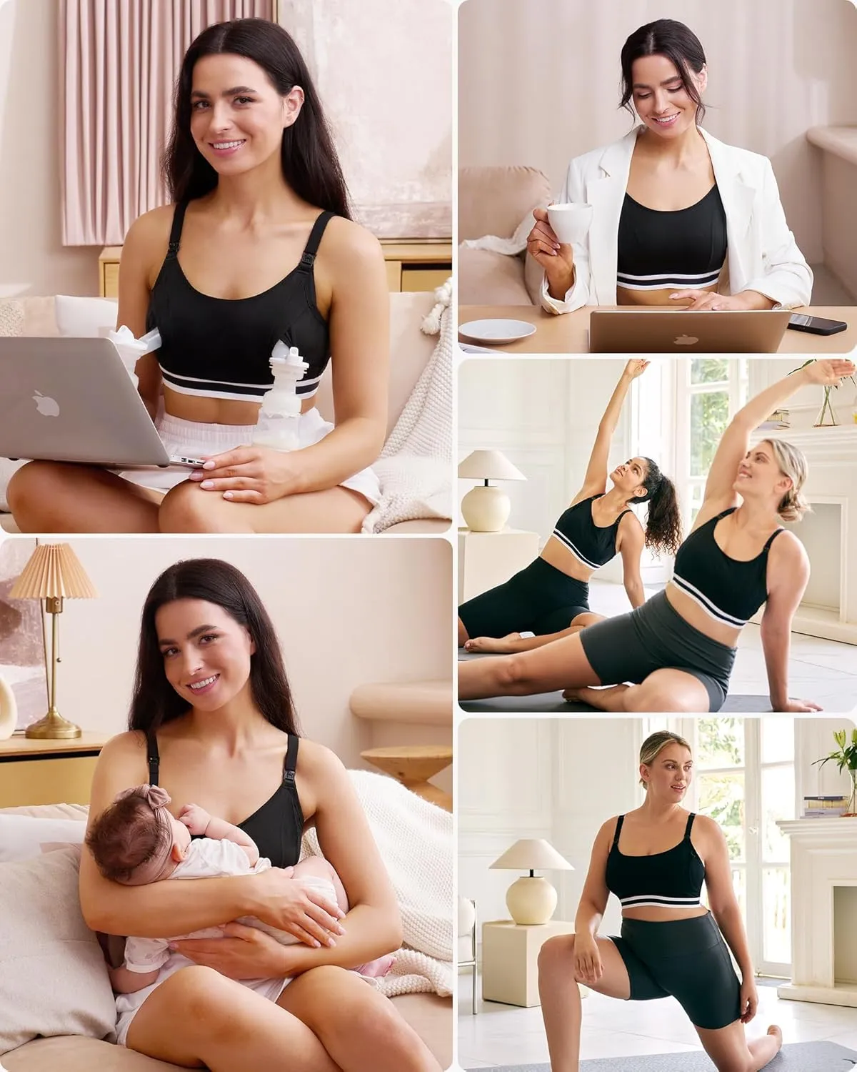 Momcozy Pumping Bra Hands Free, Upgraded Breast Pump Bra with Widened Band, Pumping Nursing Bra in One, Adjustable Straps