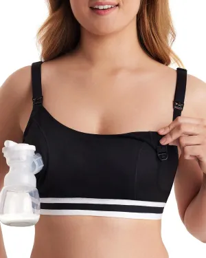 Momcozy Pumping Bra Hands Free, Upgraded Breast Pump Bra with Widened Band, Pumping Nursing Bra in One, Adjustable Straps