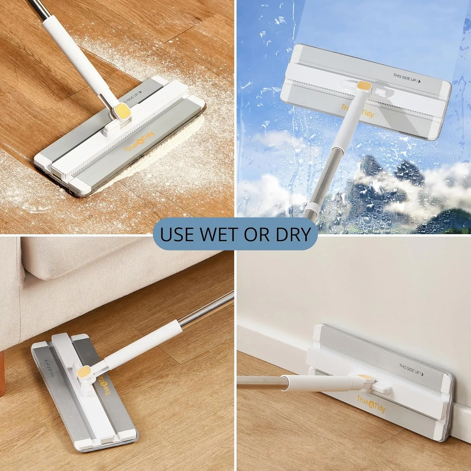 Mop and Bucket Set with Pump System for Home, Hands Free Self Cleaning with 3 Compartments to Separate Clean from Dirty Water, with 2 Machine Washable Microfiber Mop Pads, Patent Pending, in Gift Box