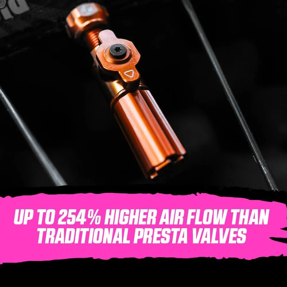 Muc-Off Big Bore Hybrid Tubeless Valves, Iridescent 35mm - Precision Engineered Dust Caps for Bikes with Revolutionary Airflow Technology - Schrader Valve Caps for Tubeless MTB/Road/Gravel Bikes