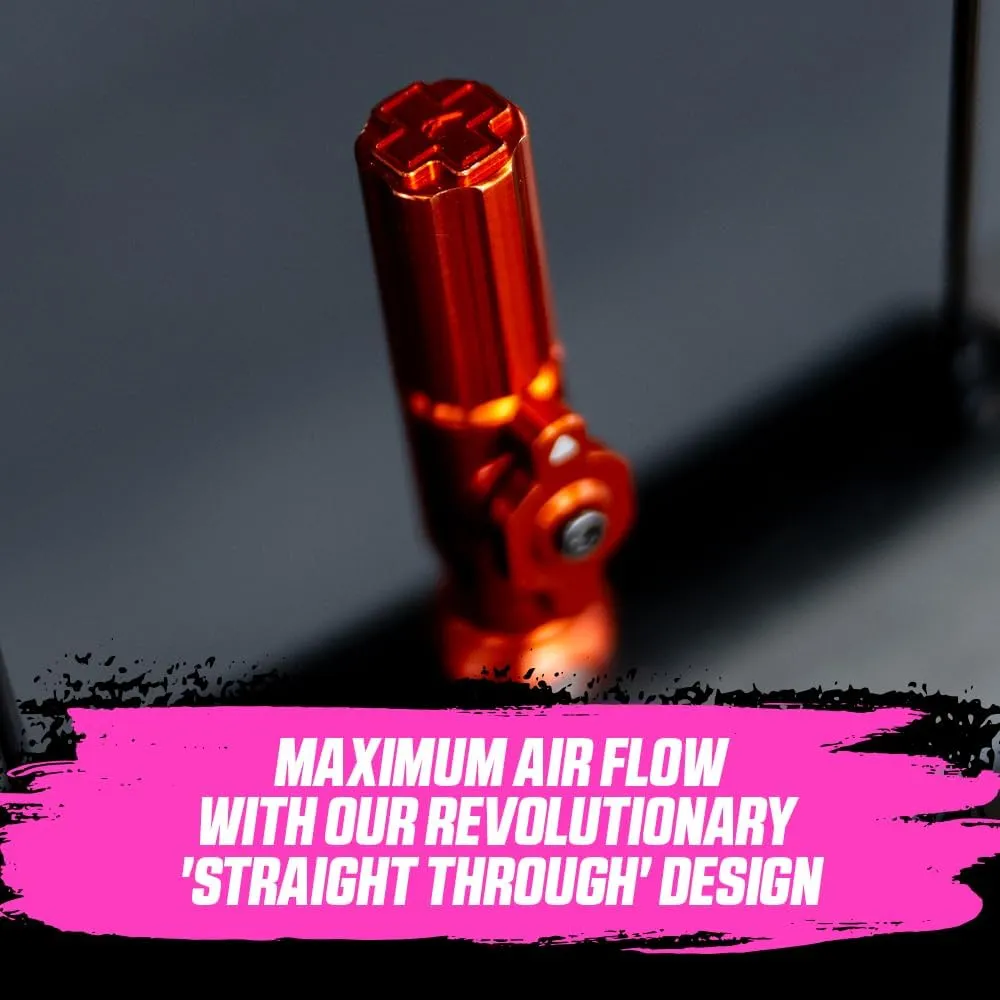 Muc-Off Big Bore Hybrid Tubeless Valves, Iridescent 35mm - Precision Engineered Dust Caps for Bikes with Revolutionary Airflow Technology - Schrader Valve Caps for Tubeless MTB/Road/Gravel Bikes