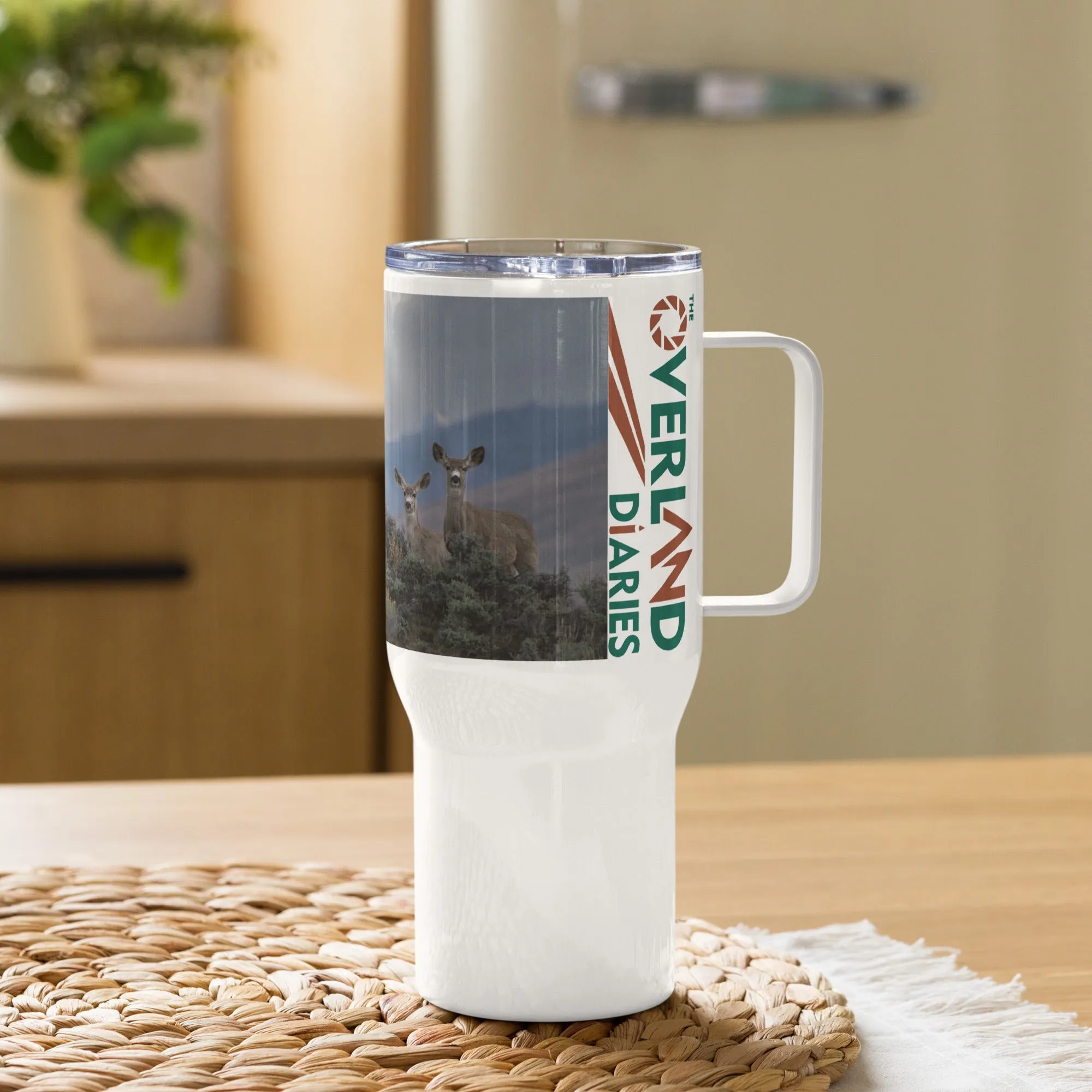 Mule Deer Travel mug with a handle