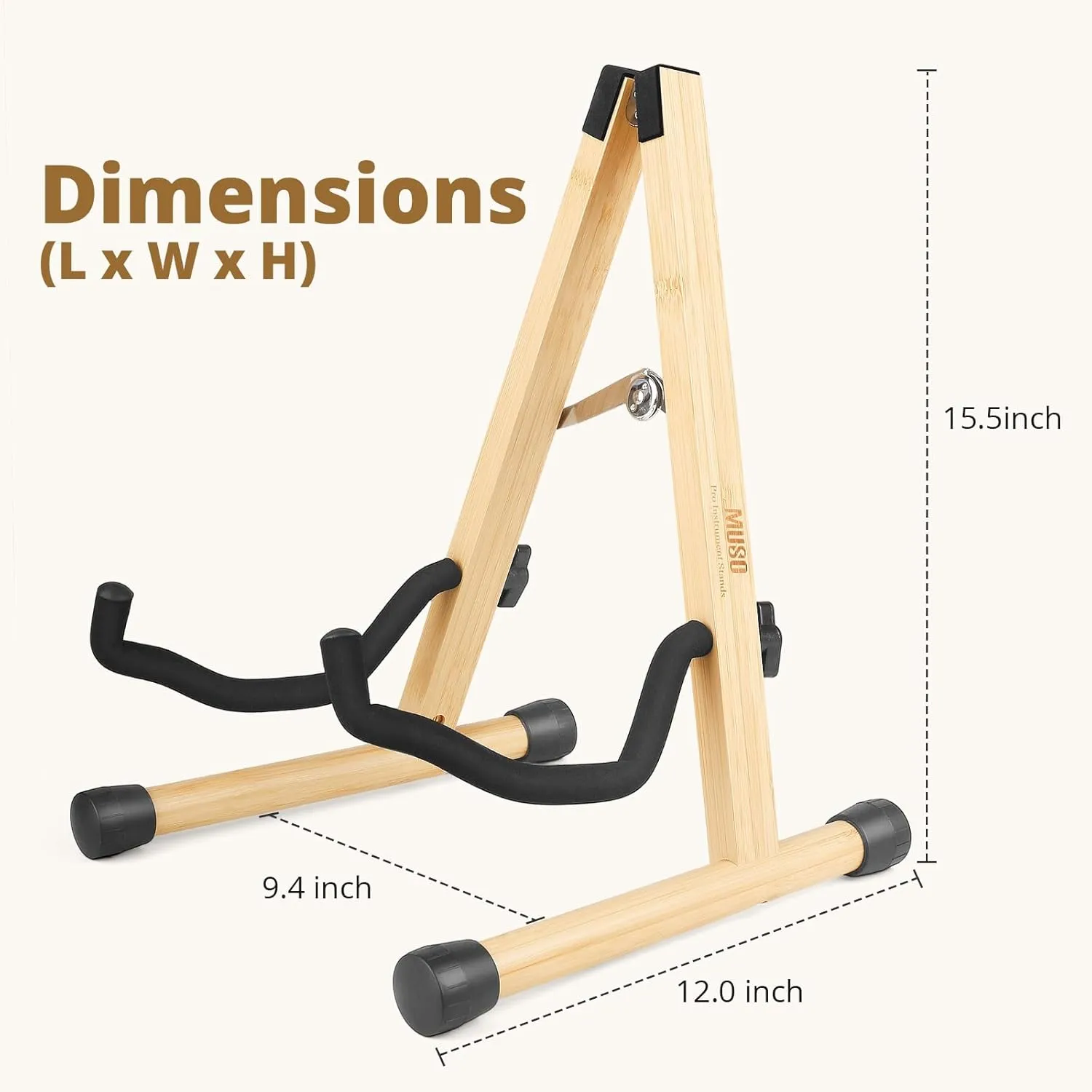 MUSO Guitar Stand,Acoustic Guitar Stand,Wood Classical Electric Guitar Stand,Foldable Bass Guitar Stand,Guitar Accessories also fit Bass,Violin,Ukulele(Bamboo)