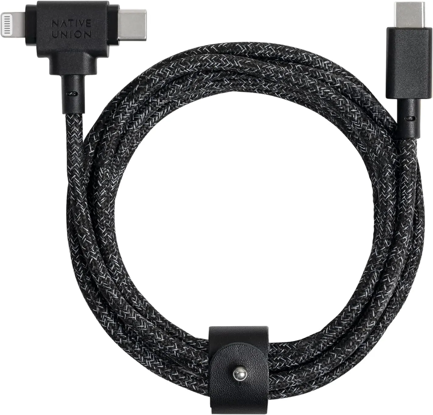 Native Union Belt Cable Duo – 5ft Ultra-Strong Braided Universal Charging Cable – Made with Recycled Materials – 2-in-1 Multi-Device MFi Certified Connectors for Lightning & Type-C Devices (Cosmos)