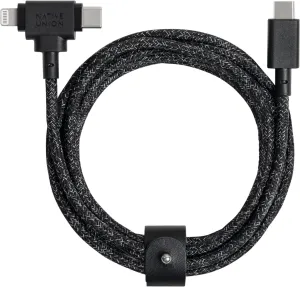 Native Union Belt Cable Duo – 5ft Ultra-Strong Braided Universal Charging Cable – Made with Recycled Materials – 2-in-1 Multi-Device MFi Certified Connectors for Lightning & Type-C Devices (Cosmos)