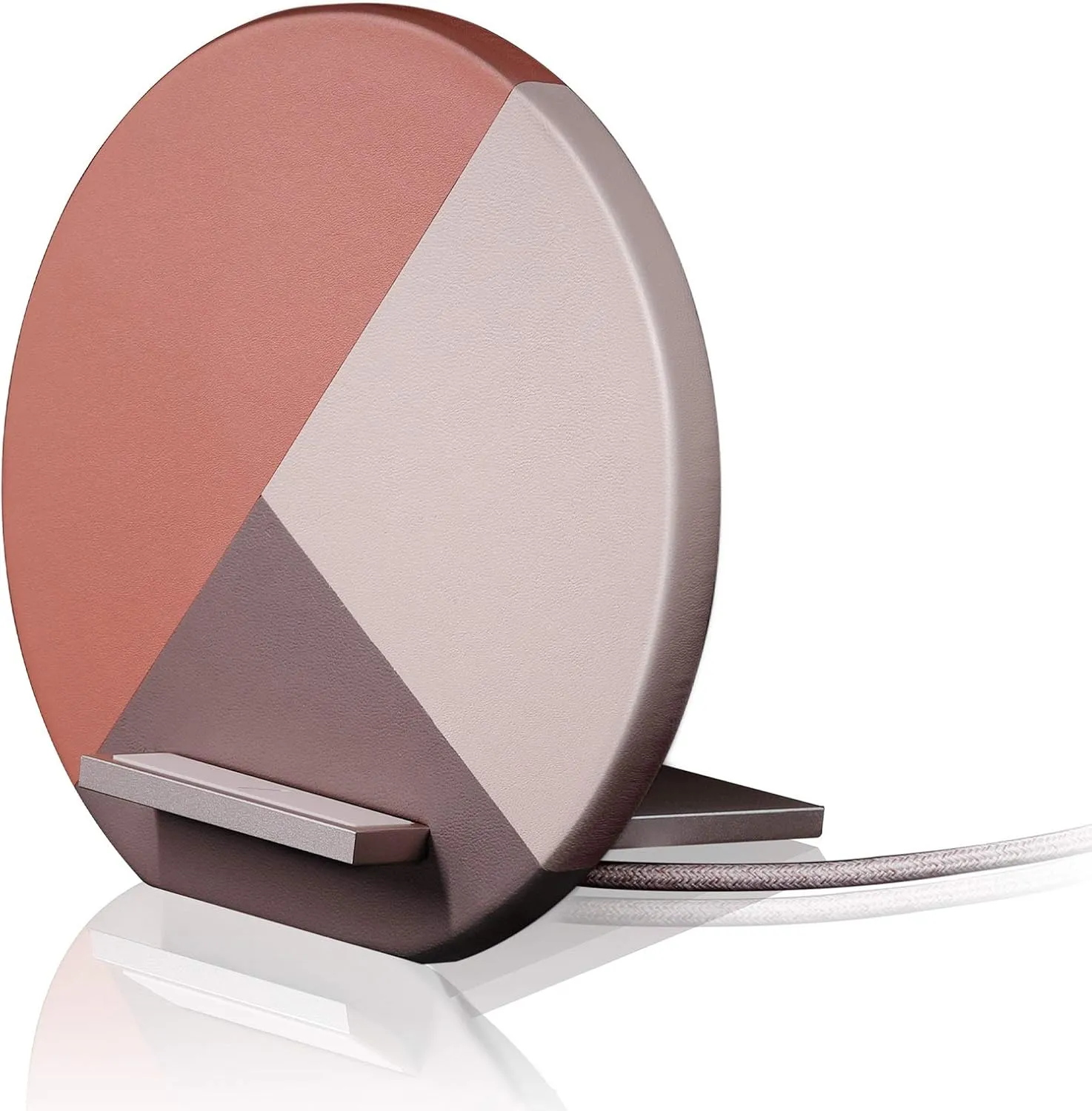 Native Union Dock Marquetry Wireless Charger–Genuine Italian Leather High Speed [Qi Certified] 10W Versatile Fast Wireless Charging Stand with iPhone 11/11Pro/11Pro Max(Rose)