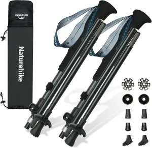 Naturehike Collapsible Hiking & Trekking Poles, 2 PC Adjustable Lightweight Aircraft Aluminum Trekking Poles