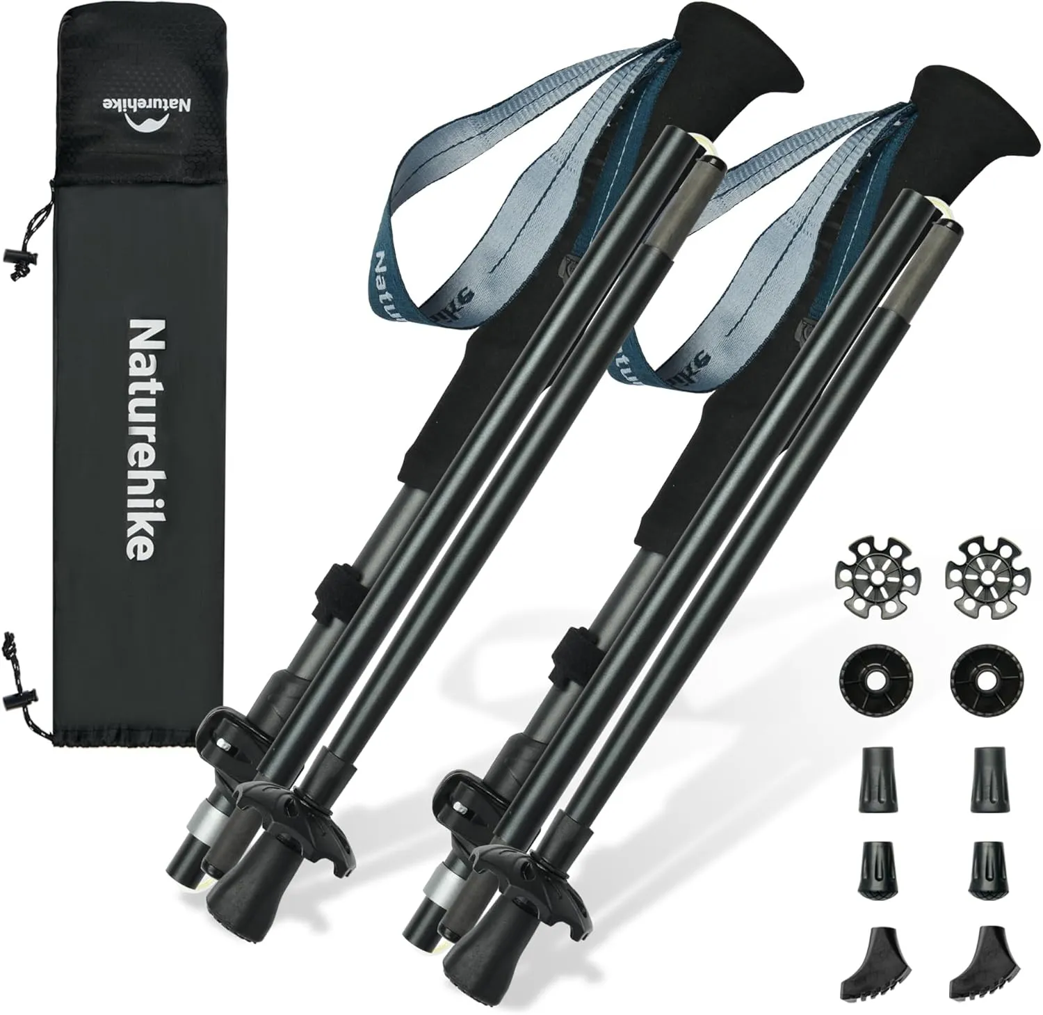 Naturehike Collapsible Hiking & Trekking Poles, 2 PC Adjustable Lightweight Aircraft Aluminum Trekking Poles