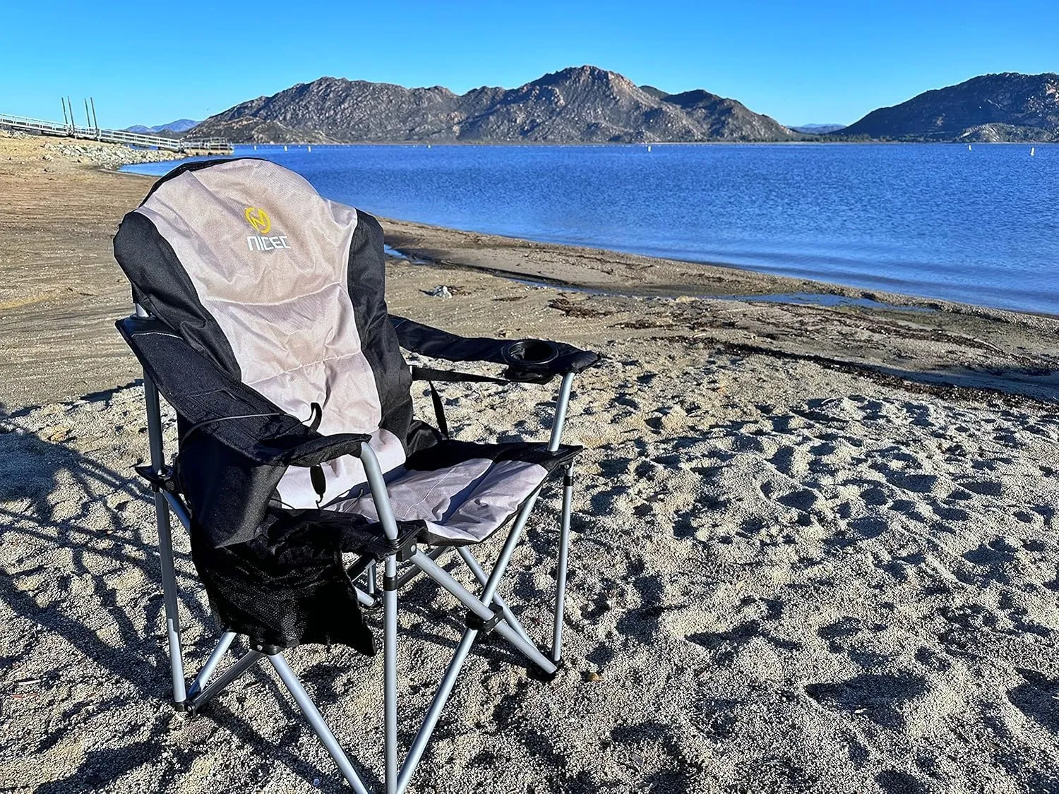 Nice C Heated Camping Chair with Battery, Outdoor Heated Chair, Heated Camping Chairs for Adults, Folding Chair, Beach Chair, Heavy Duty Cooler, Carry Bag, 10000mAh Power Bank Included (2 Pack)