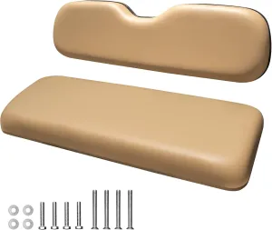 NOKINS Golf Cart Rear Seat Replacement Cushion, Universal Back Seat Cushions for Yamaha/EZGO TXT/RXV/Club Car Precedent/DS, Waterproof Vinyl Leather & Memory Foam, Tan